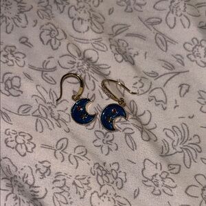 Elegant Blue Crescent Moon Earrings